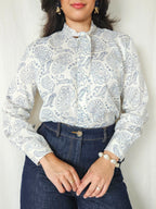 Vega - witte vintage blouse met strik | S