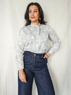 Vega - witte vintage blouse met strik | S