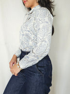 Vega - witte vintage blouse met strik | S