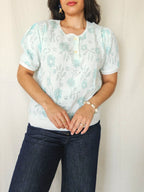 Celine - gebreide vintage top met bloemen | XL