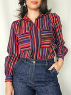 Allegra - gestreepte vintage blouse | S
