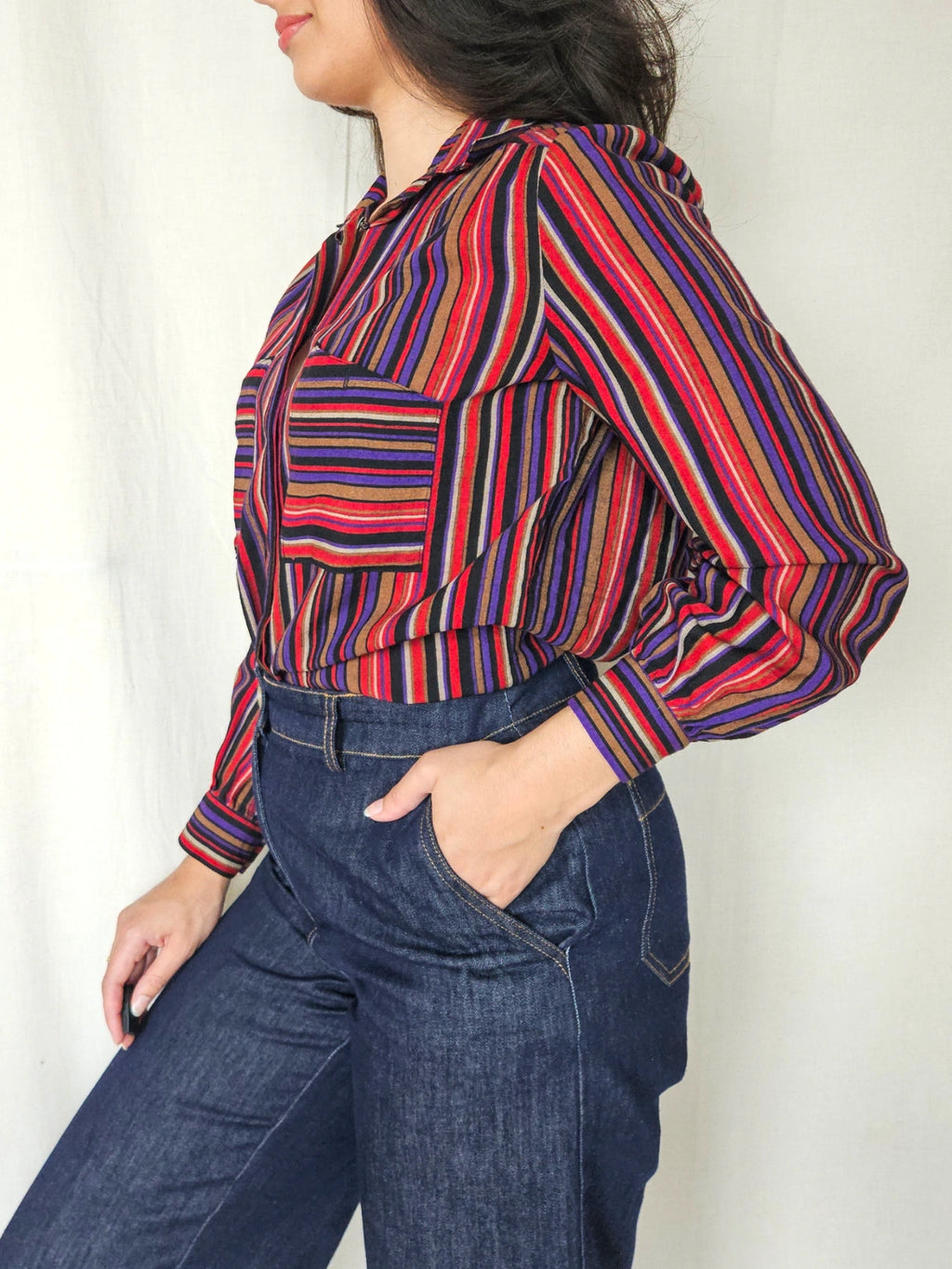 Allegra - gestreepte vintage blouse | S