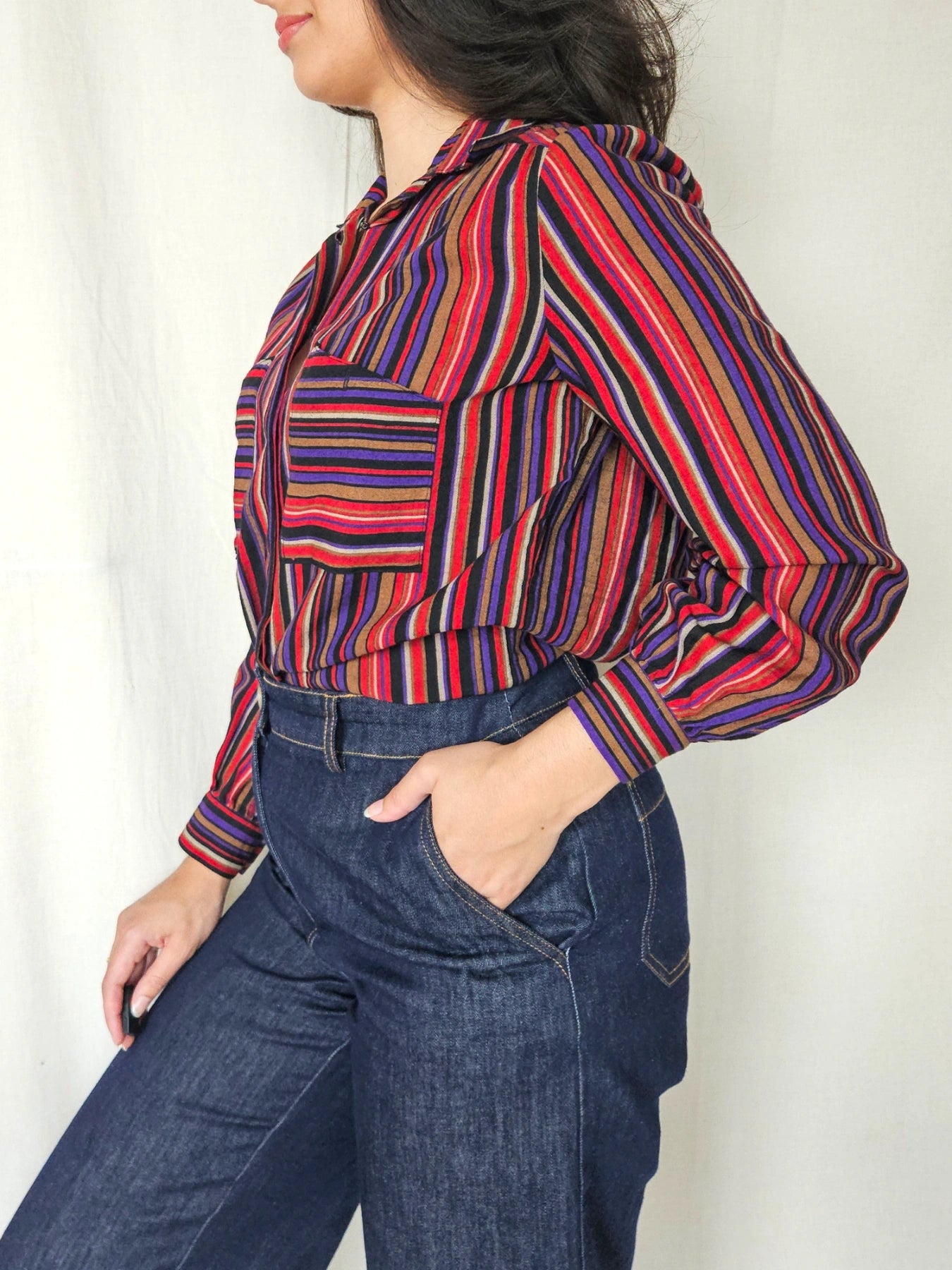 Allegra - gestreepte vintage blouse | S