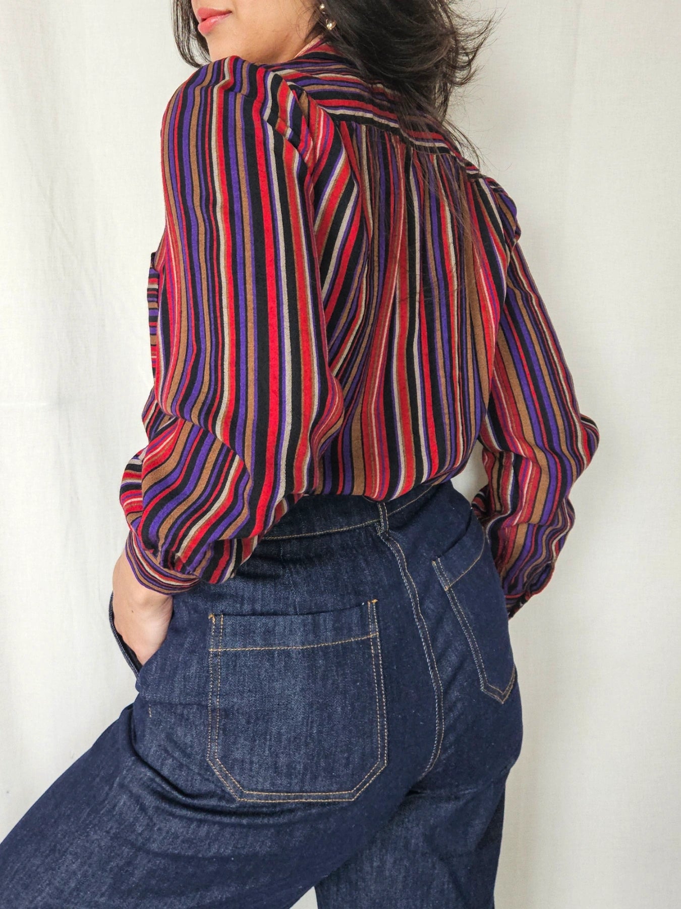 Allegra - gestreepte vintage blouse | S