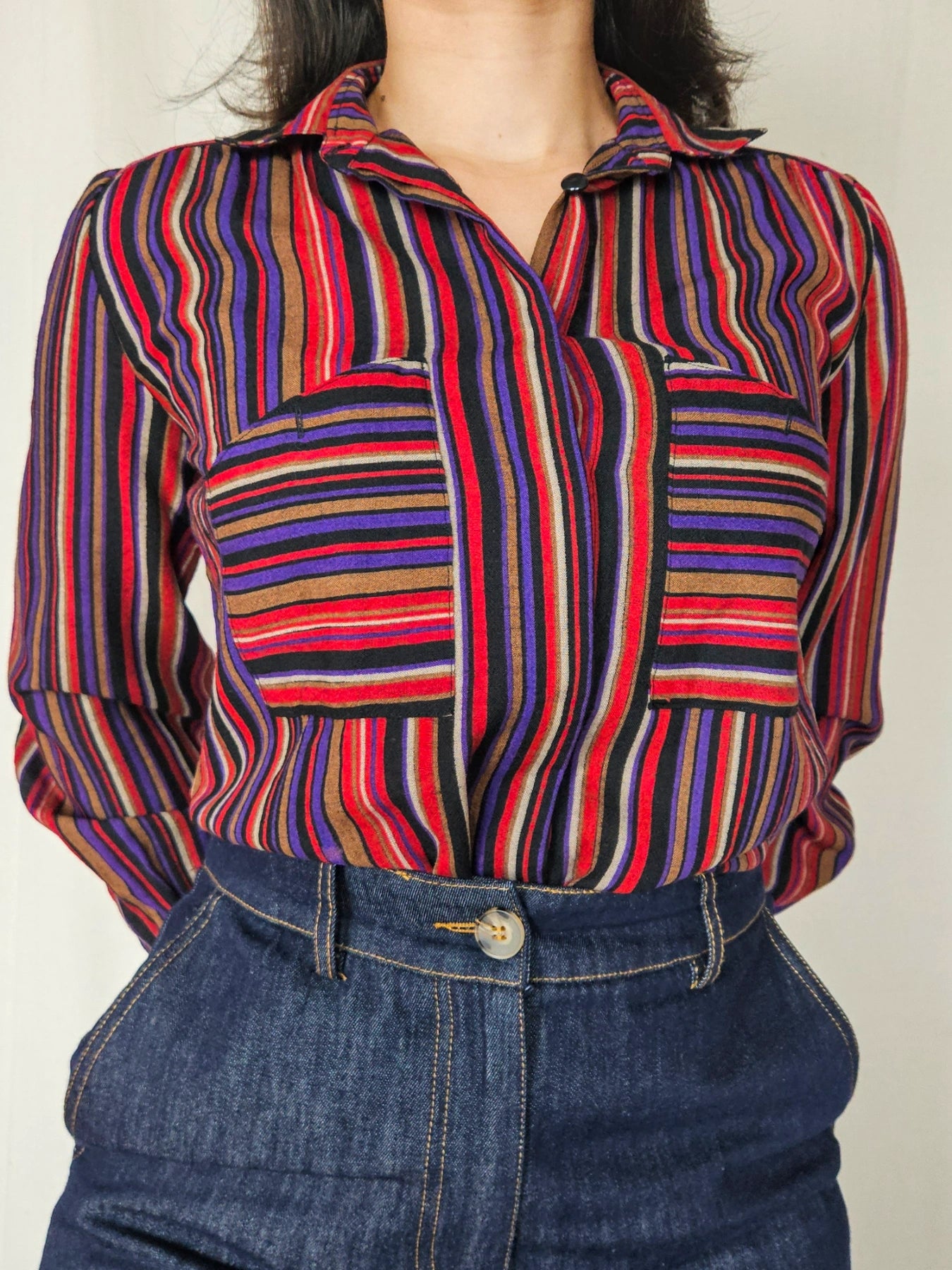 Allegra - gestreepte vintage blouse | S