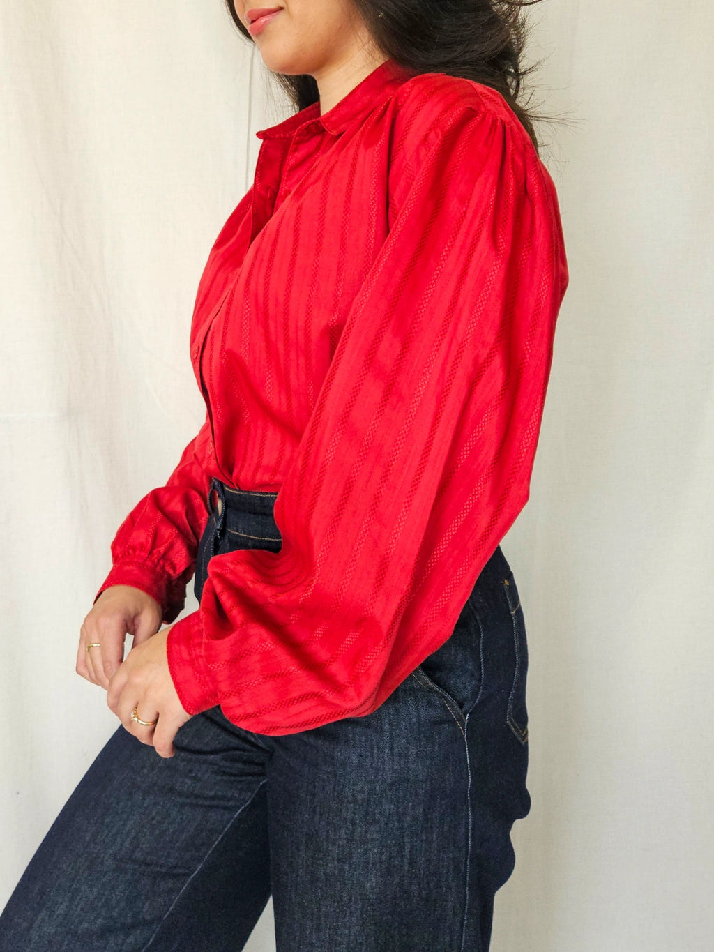 Macarena - rode vintage blouse, katoenmix | XXL