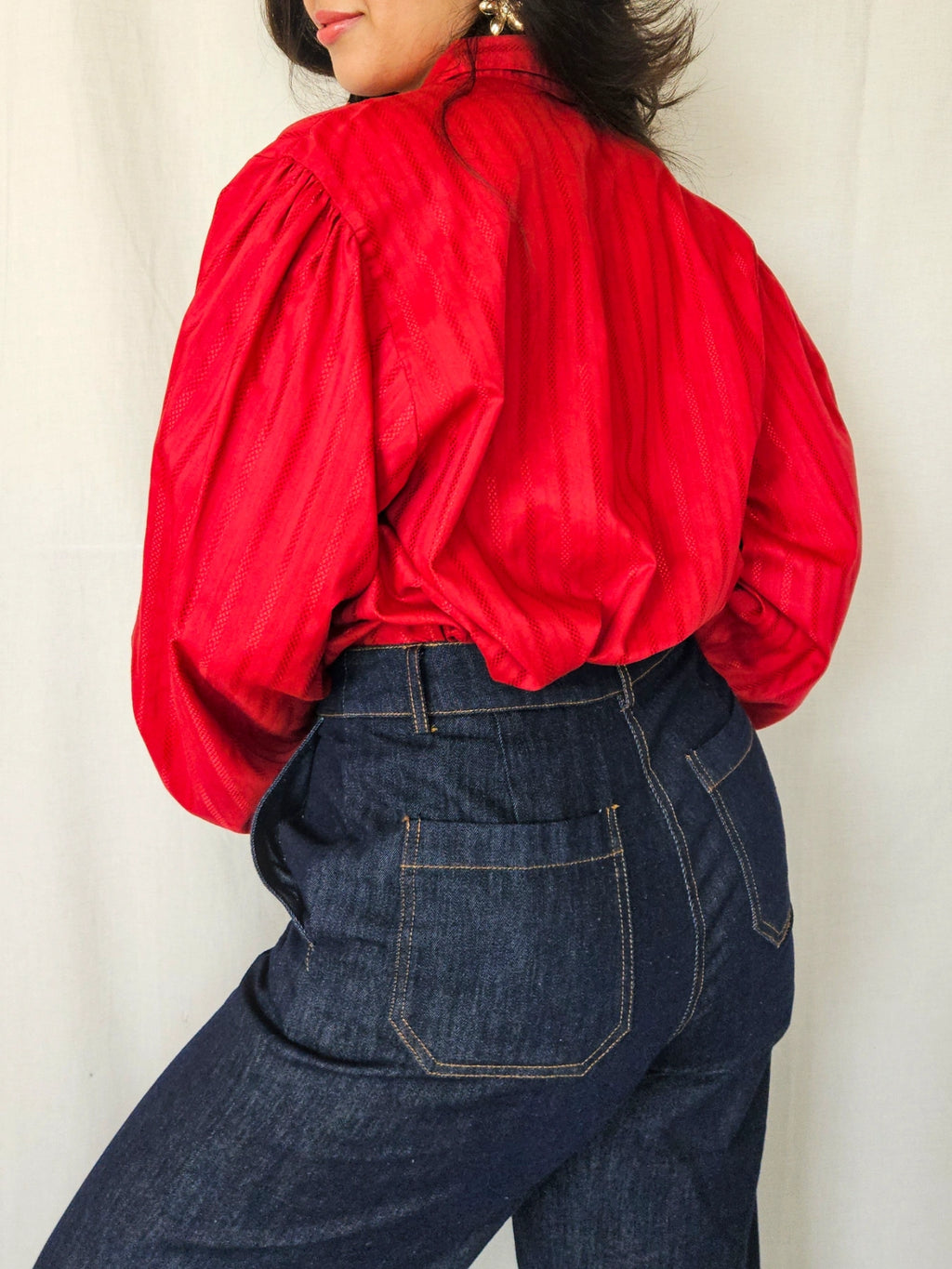 Macarena - rode vintage blouse, katoenmix | XXL