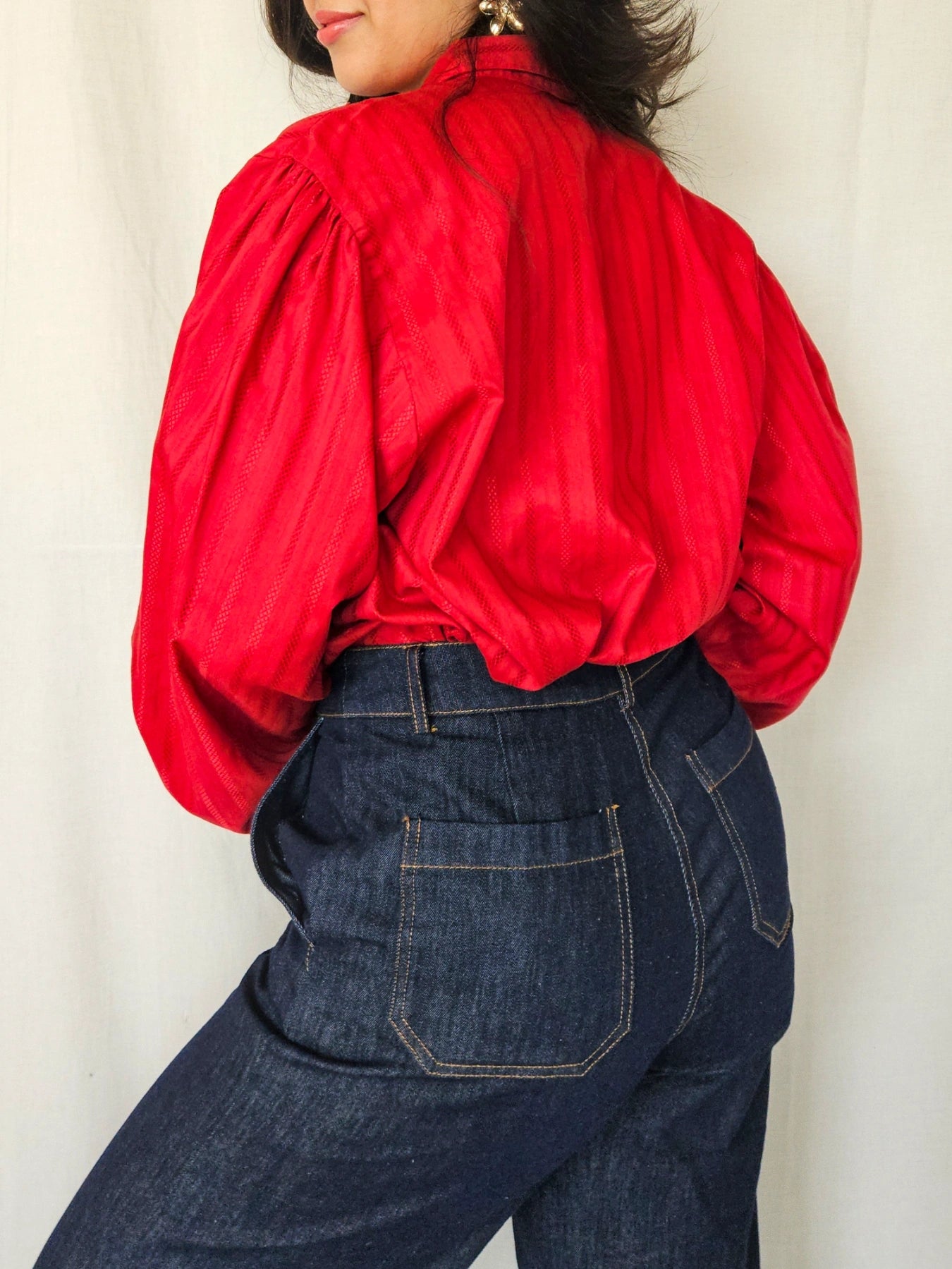 Macarena - rode vintage blouse, katoenmix | XXL