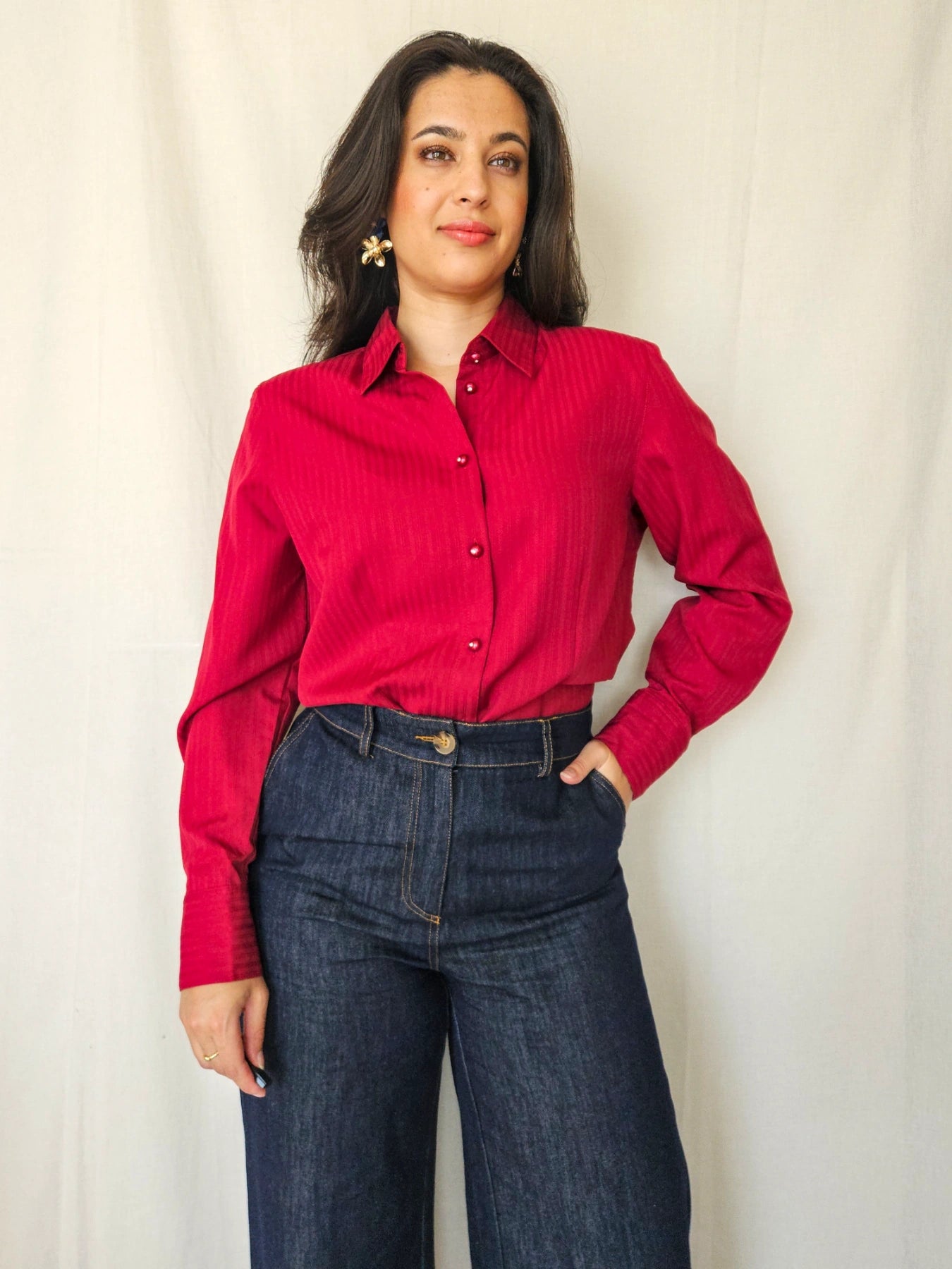 Malva - bordeaux vintage blouse | M