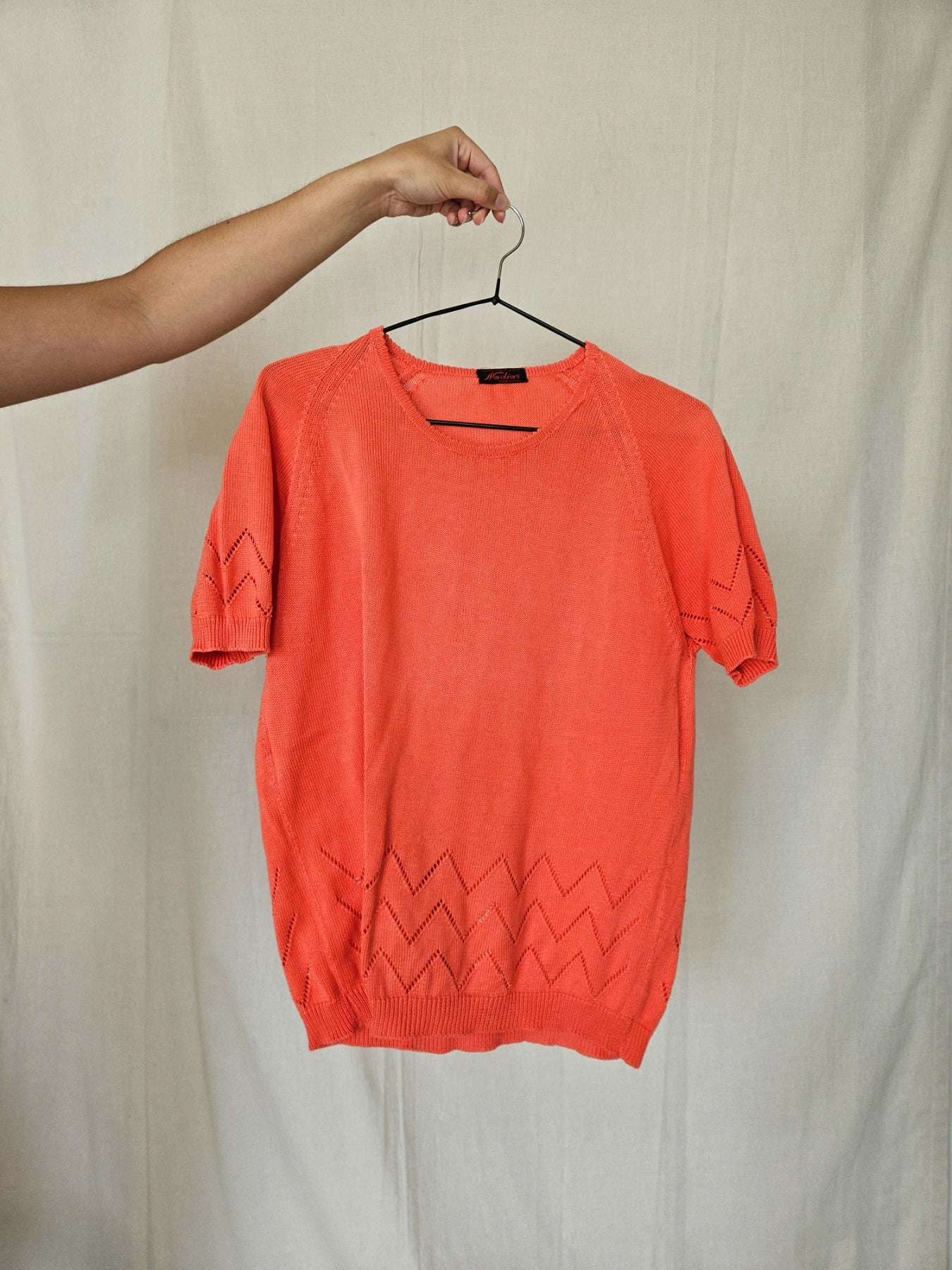 Nadia - gebreide vintage top koraal | M