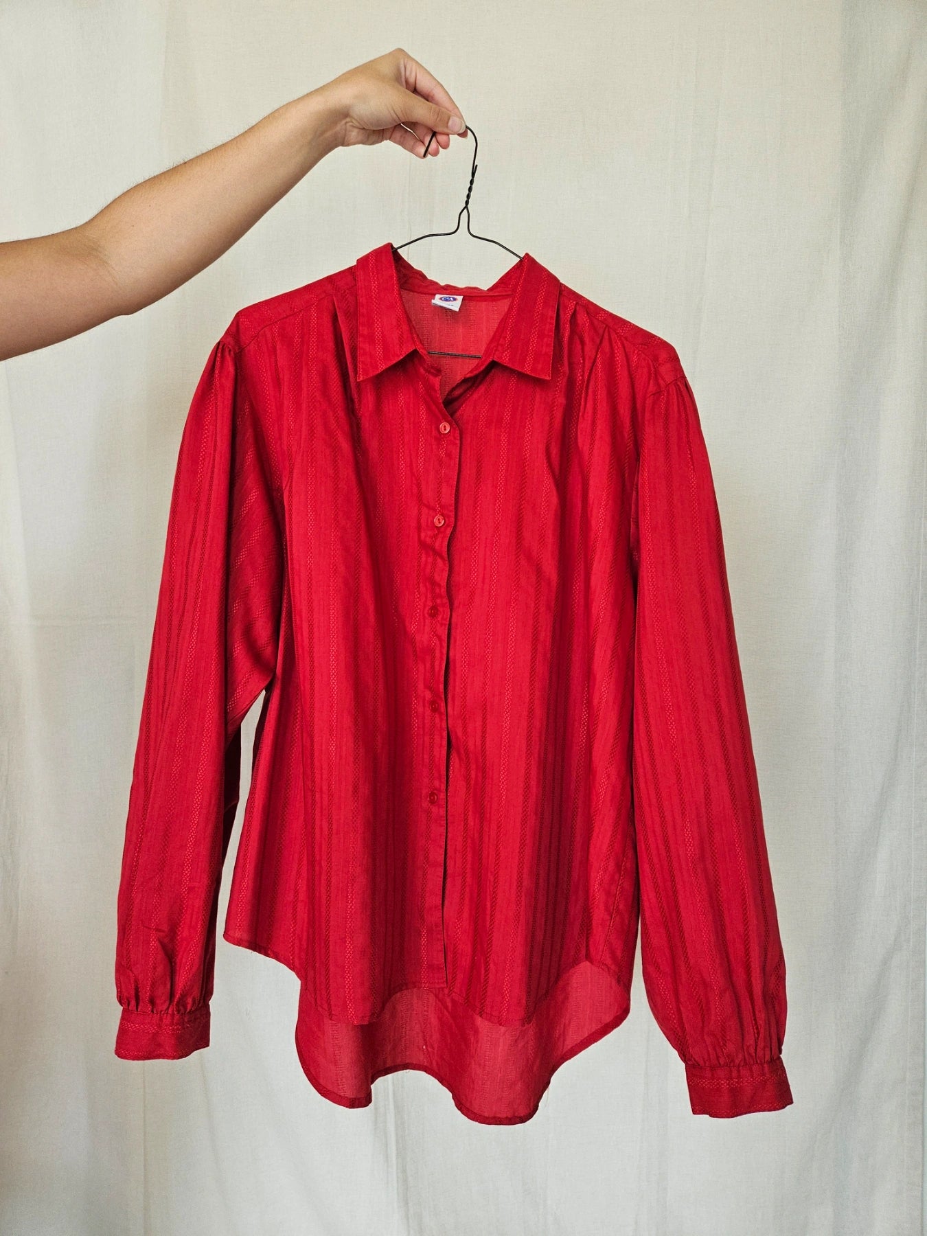 Macarena - rode vintage blouse, katoenmix | XXL
