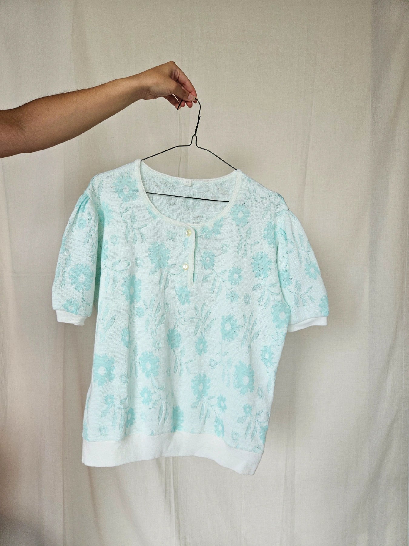 Celine - gebreide vintage top met bloemen | XL