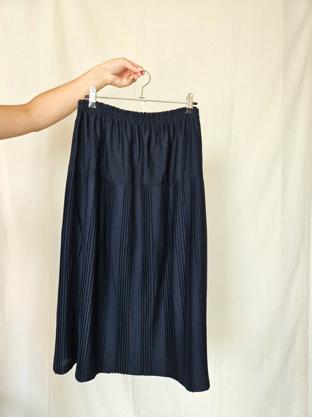 Danae - donkerblauwe vintage plooirok | XL