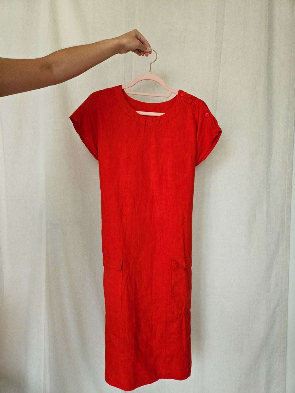 Jacinta - rode vintage jurk, linnen | XL