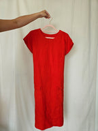Jacinta - rode vintage jurk, linnen | XL