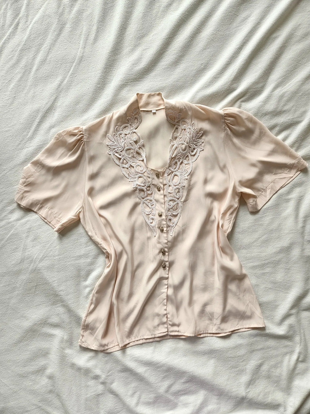 Mae - romantische vintage blouse met korte mouw | XXL