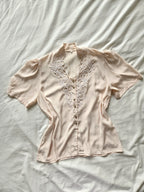Mae - romantische vintage blouse met korte mouw | XXL