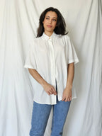 White vintage blouse with lace collar | XL