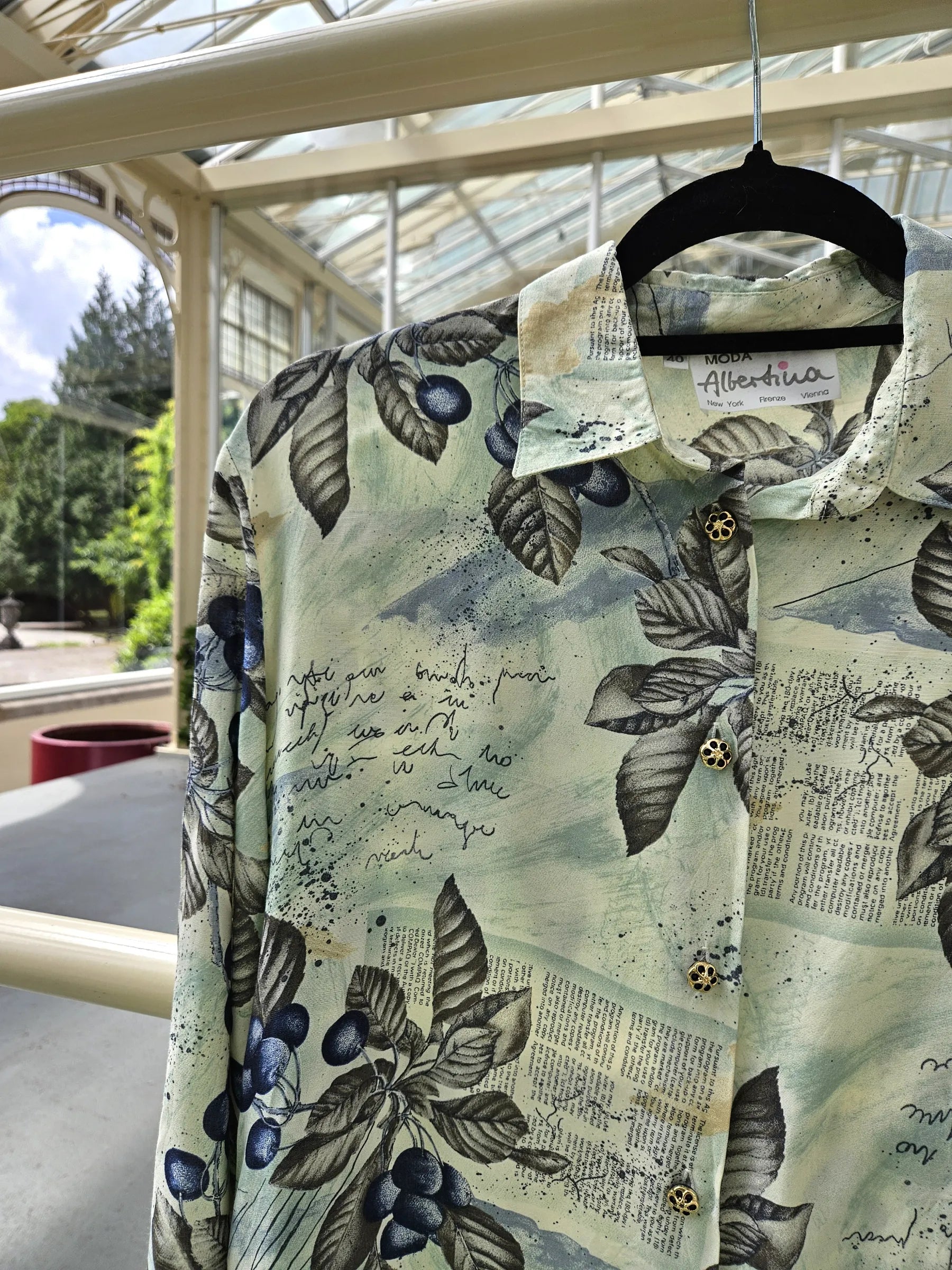 Cyra - lichtgroene vintage blouse, viscose | L