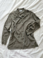 Olive-colored 100% silk blouse | L