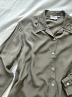 Olive-colored 100% silk blouse | L