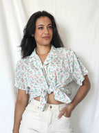 Airy vintage blouse with a light sheen | XXL