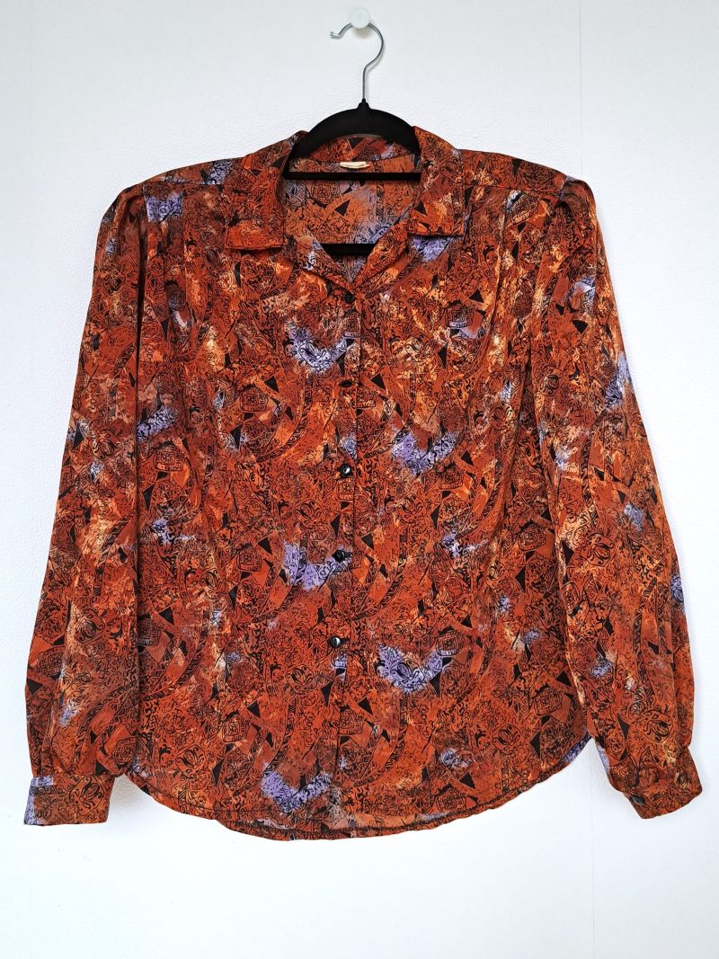 blouse met oranje print