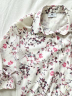White vintage blouse with flowers | XL