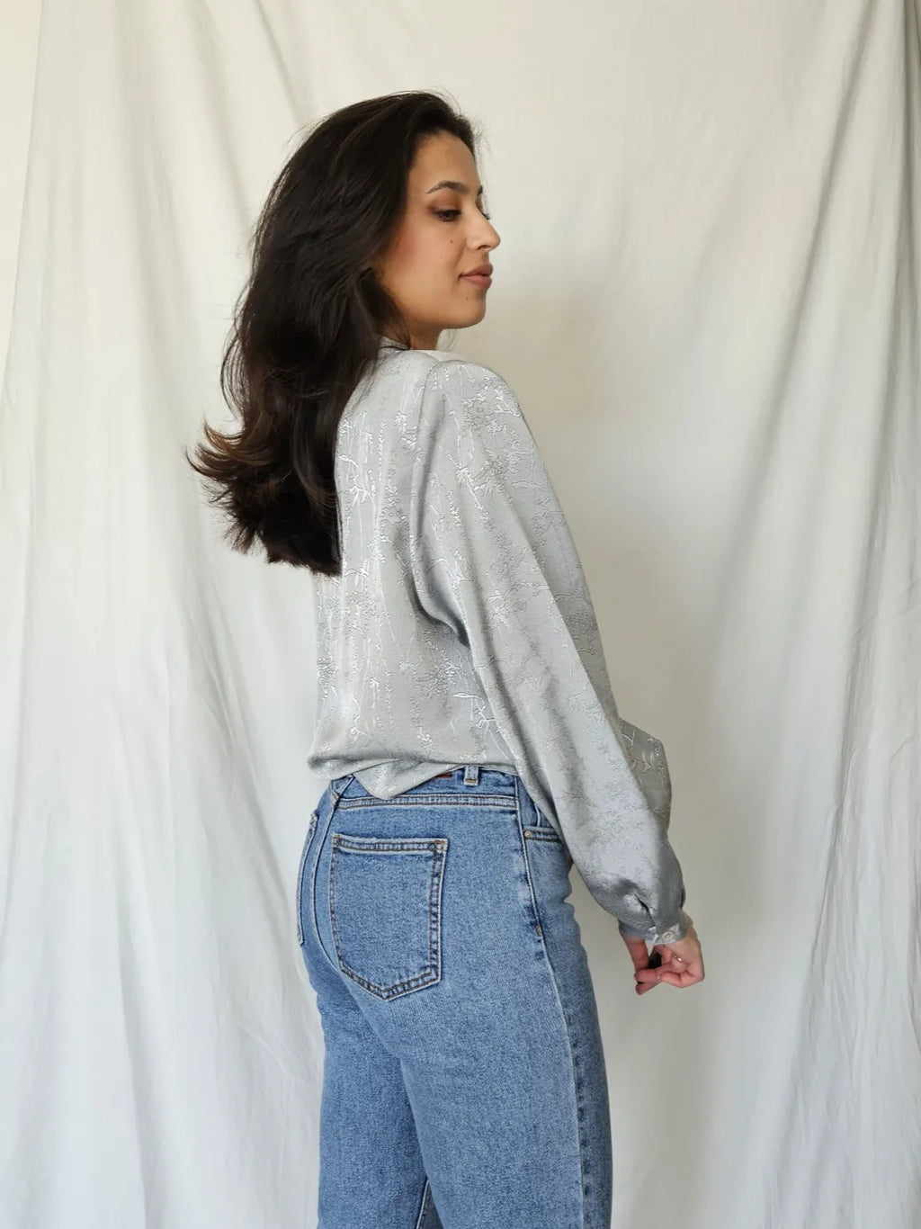 Silver-gray vintage blouse | XL