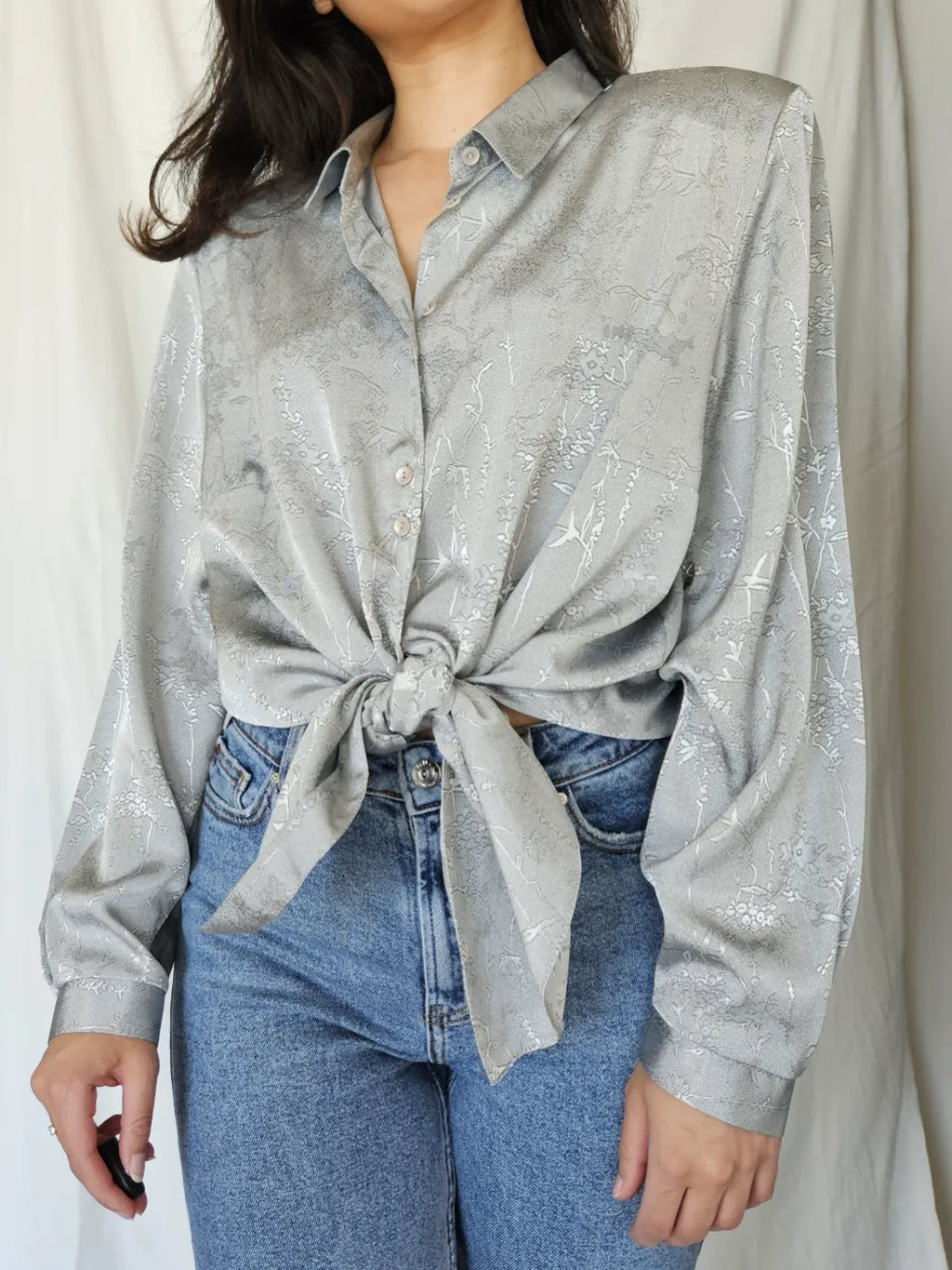 Silver-gray vintage blouse | XL