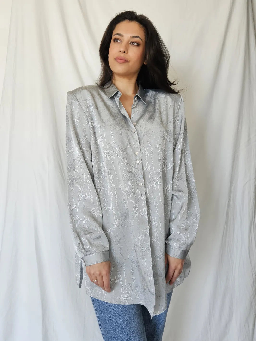 Silver-gray vintage blouse | XL