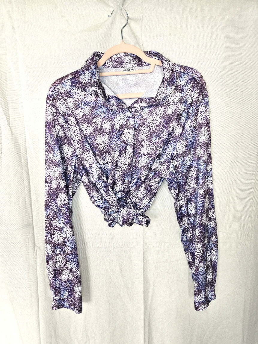 Lux - vintage blouse met paarse print | XXL