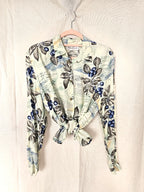 Cyra - lichtgroene vintage blouse, viscose | L