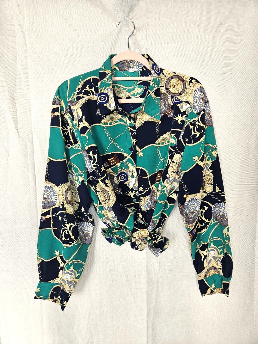 Livia - vintage blouse met barokprint | XXL