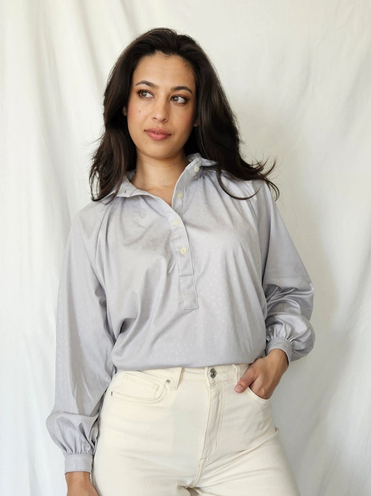 Jaren 70 blouse lichtpaars | M