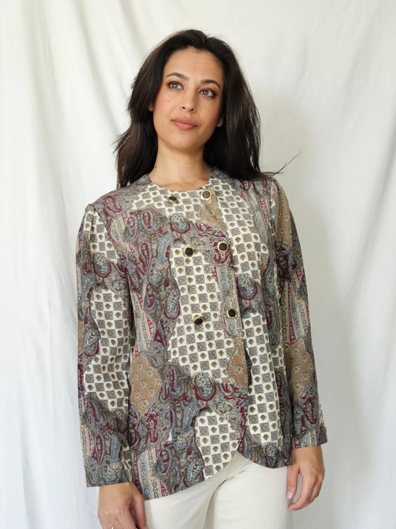 Mina - vintage blouse met bijzondere prints | M
