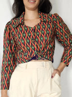 Lyra - vintage blouse met gekleurde print | XS/S