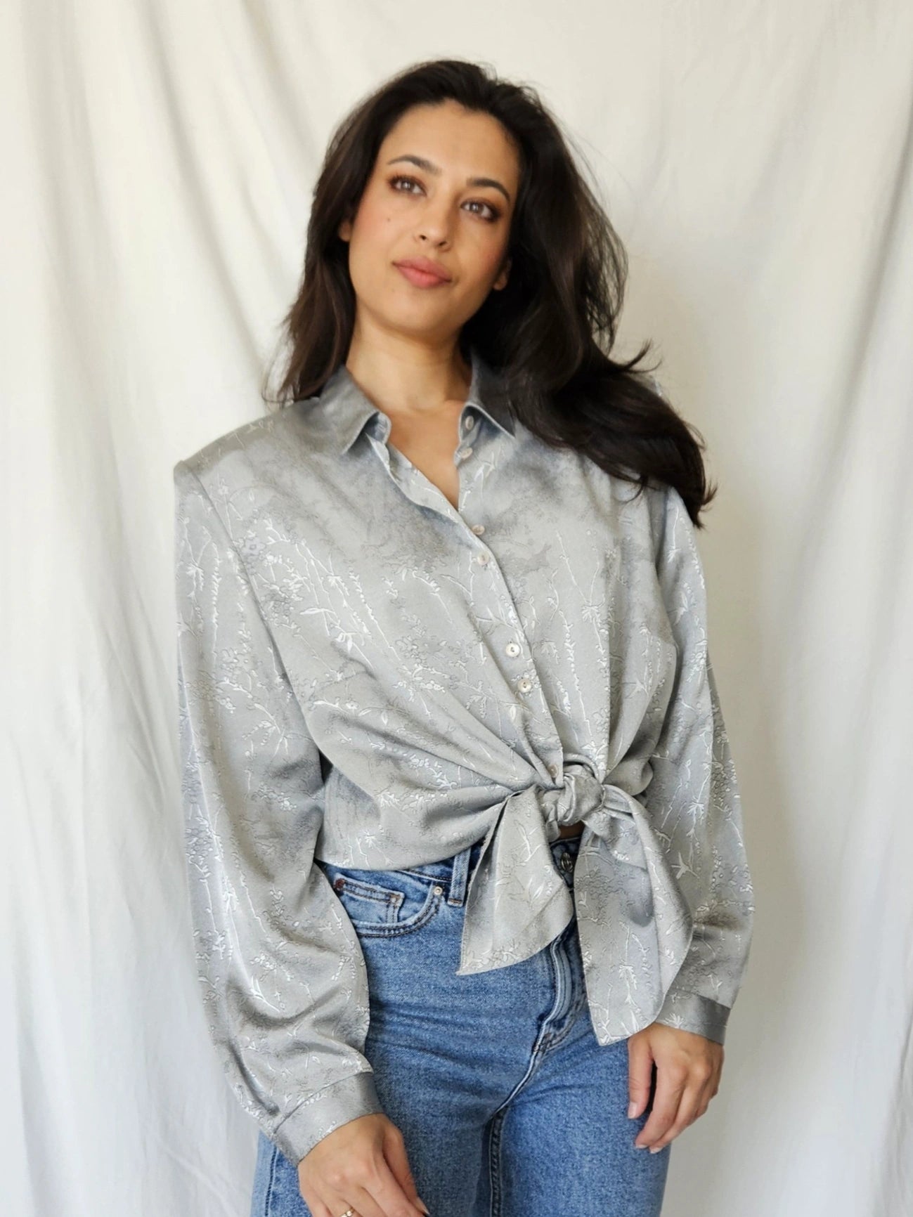 Silver-gray vintage blouse | XL