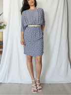 Blauwgrijze viscose vintage jurk | M