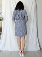 Blauwgrijze viscose vintage jurk | M