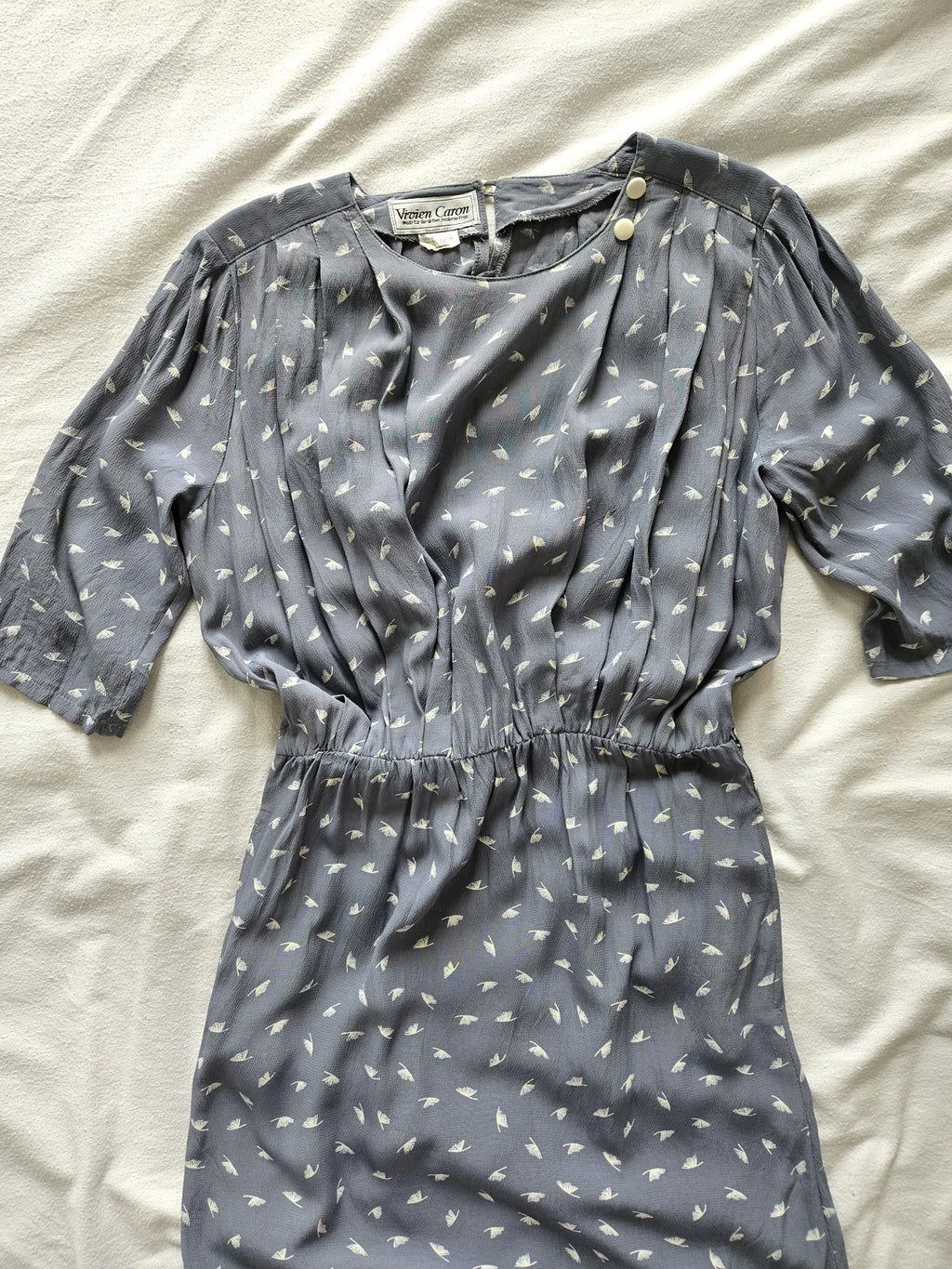 Blauwgrijze viscose vintage jurk | M
