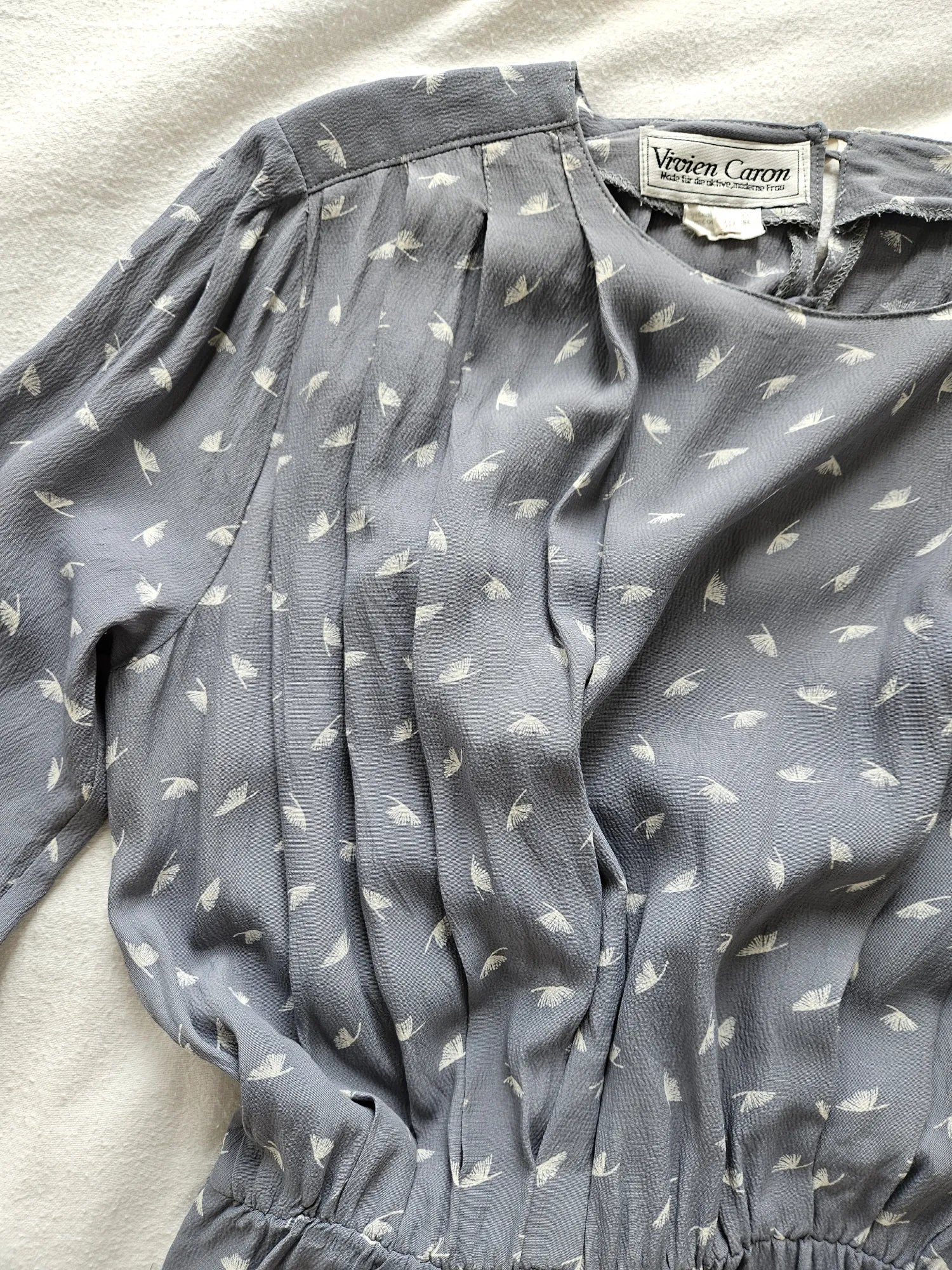 Blauwgrijze viscose vintage jurk | M