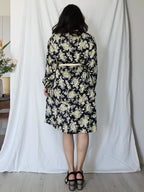 Donkerblauw met gouden vintage jurk | 3XL