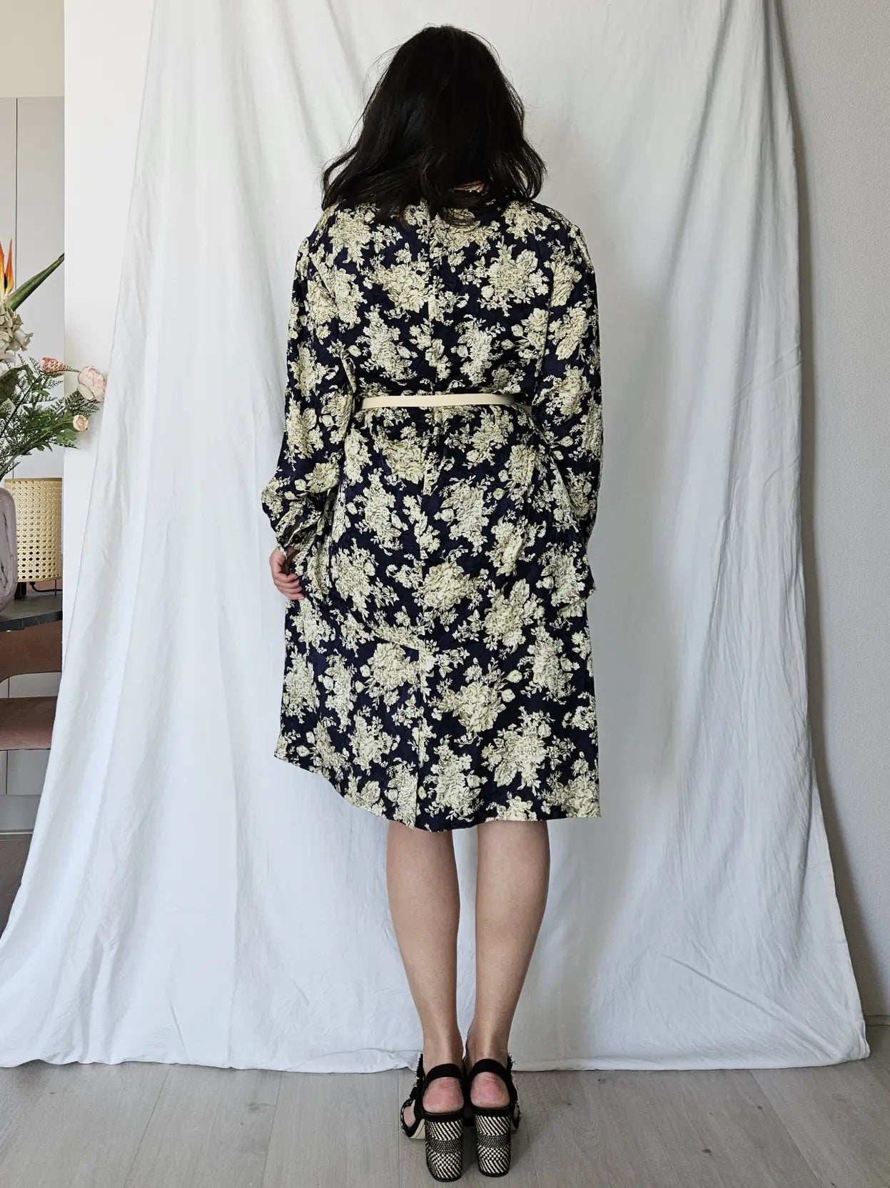 Donkerblauw met gouden vintage jurk | 3XL