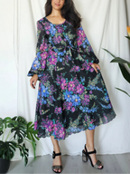 Lange boho vintage bloemenjurk | L