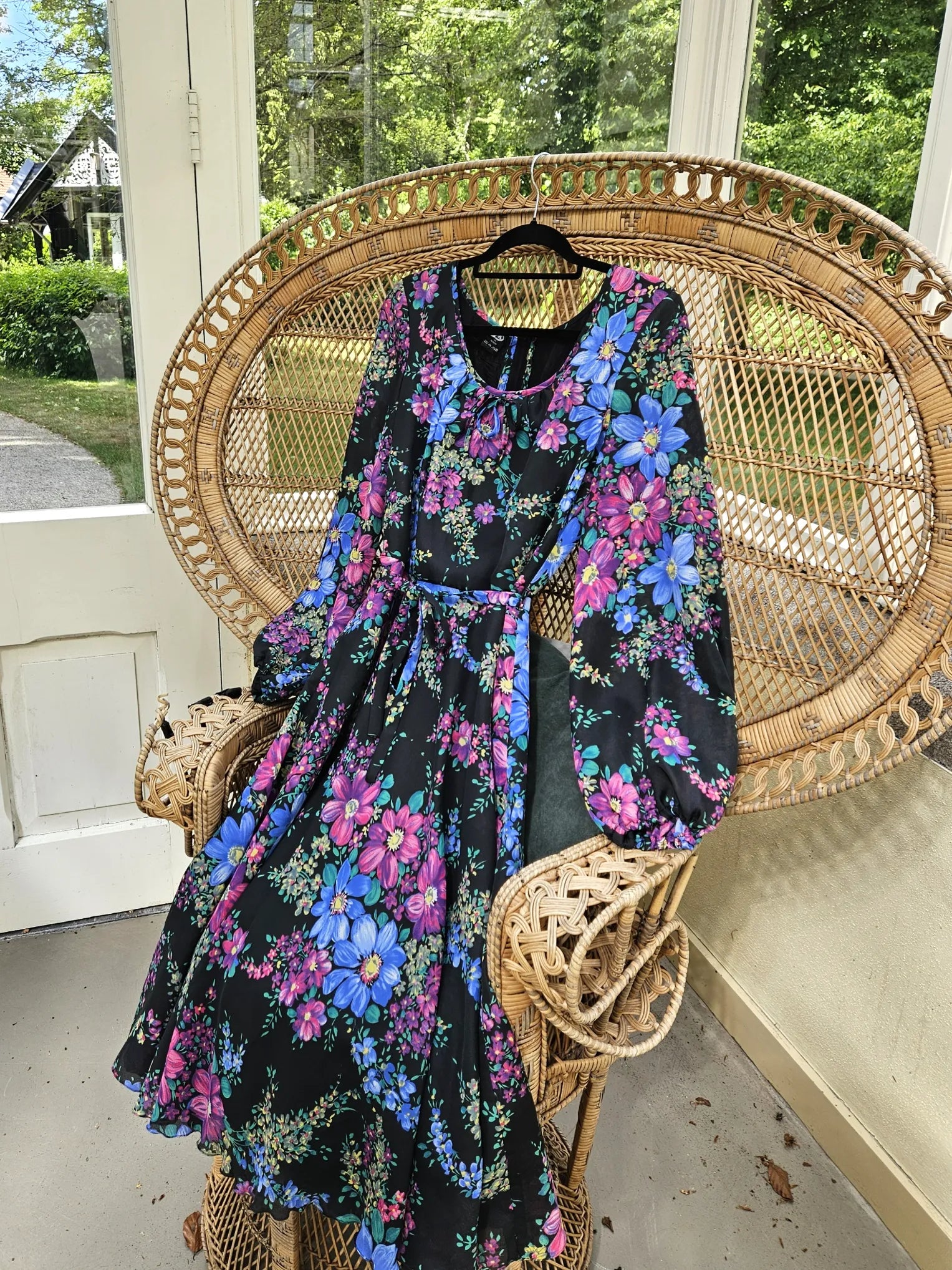 Lange boho vintage bloemenjurk | L