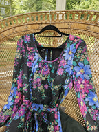 Lange boho vintage bloemenjurk | L