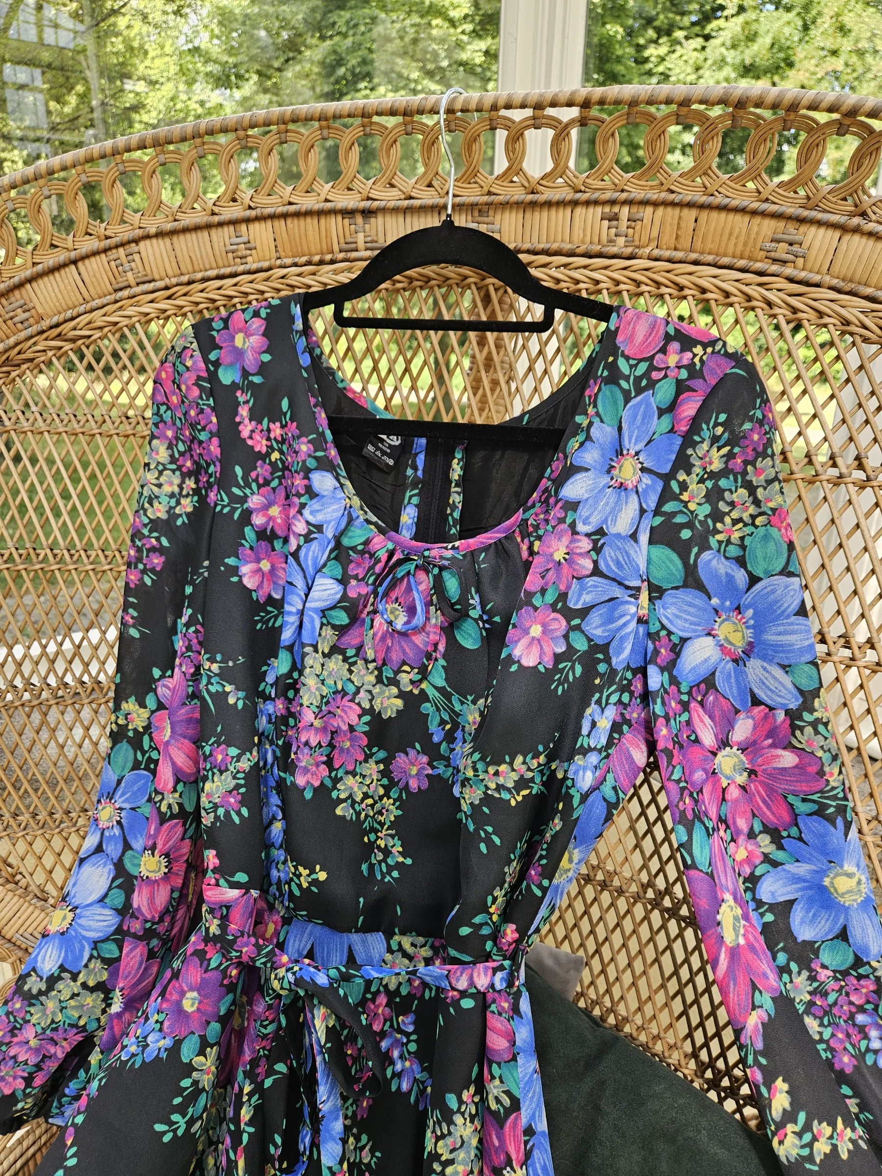 Lange boho vintage bloemenjurk | L