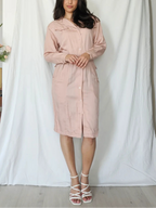 Lichtroze viscose vintage jurk | L