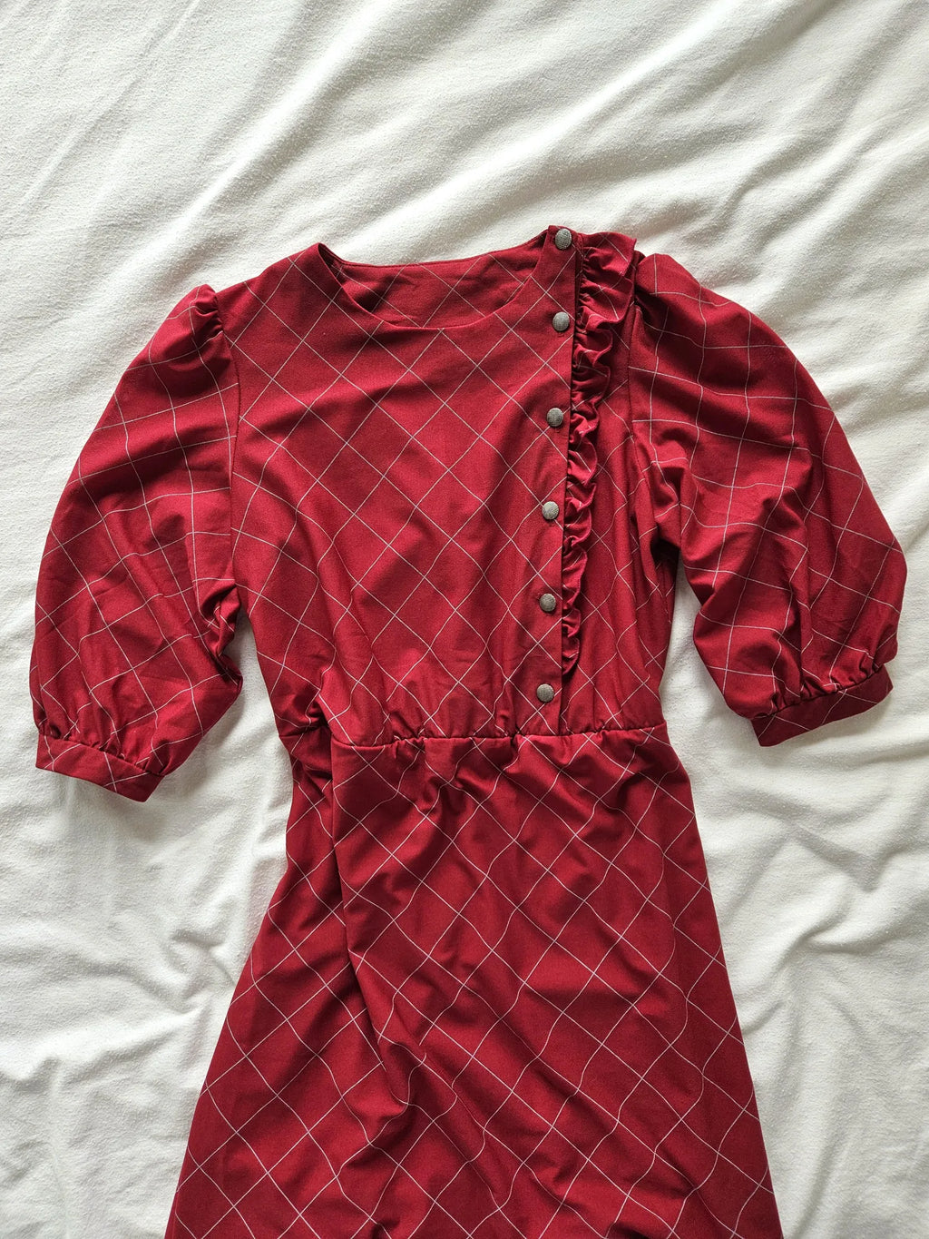 Rode geruite vintage jurk | M